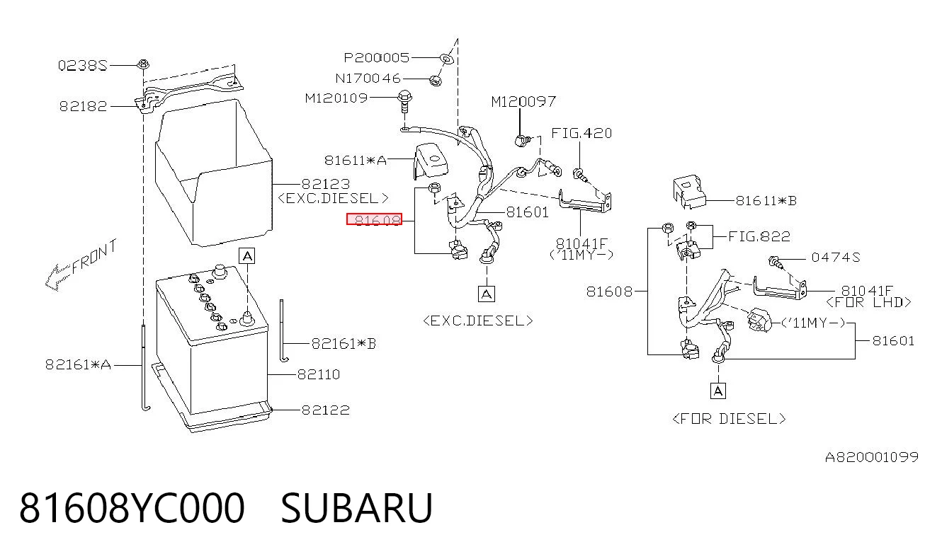 81608YC000 Subaru Kabel klemy plusowej akumulatora