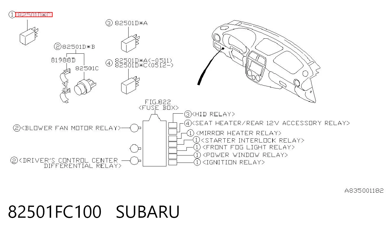 82501FC100 Subaru Przekaźnik kierunkowskazów