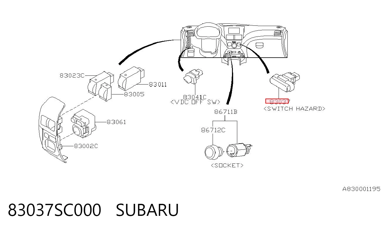Przycisk włączania światła awaryjnego do Subaru Forester III S12, SH