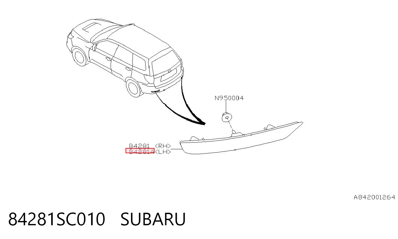 84281SC010 Subaru Lampa odblaskowa zderzaka tylnego lewa