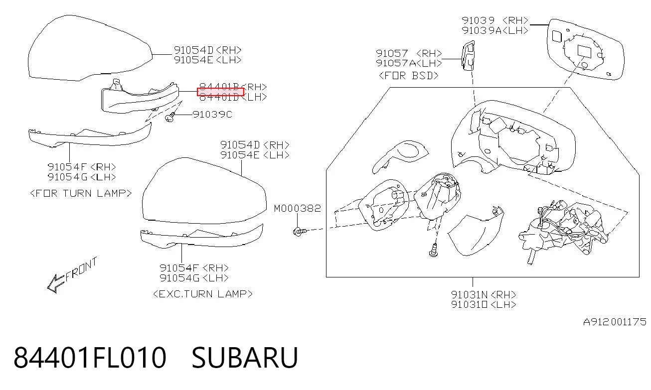 84401FL010 Subaru Kierunkowskaz lusterka lewy