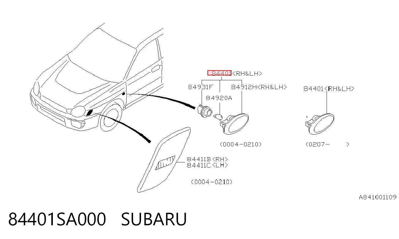 84401SA000 Subaru Powtarzacz kierunkowskazu na błotniku