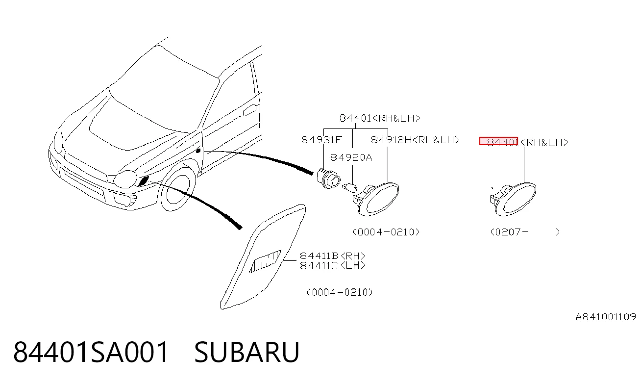 Powtarzacz kierunkowskazu na błotniku do Subaru Forester II S11, SG