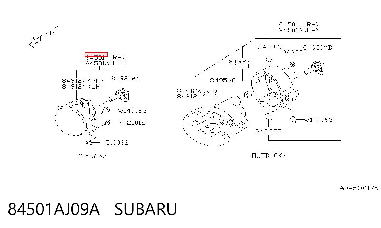 84501AJ09A Subaru Lampa przeciwmgielna prawa