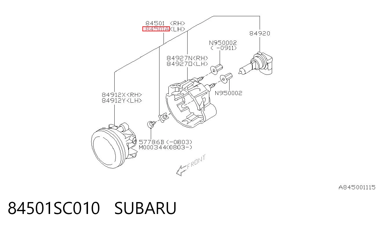 84501SC010 Subaru Lampa przeciwmgielna lewa