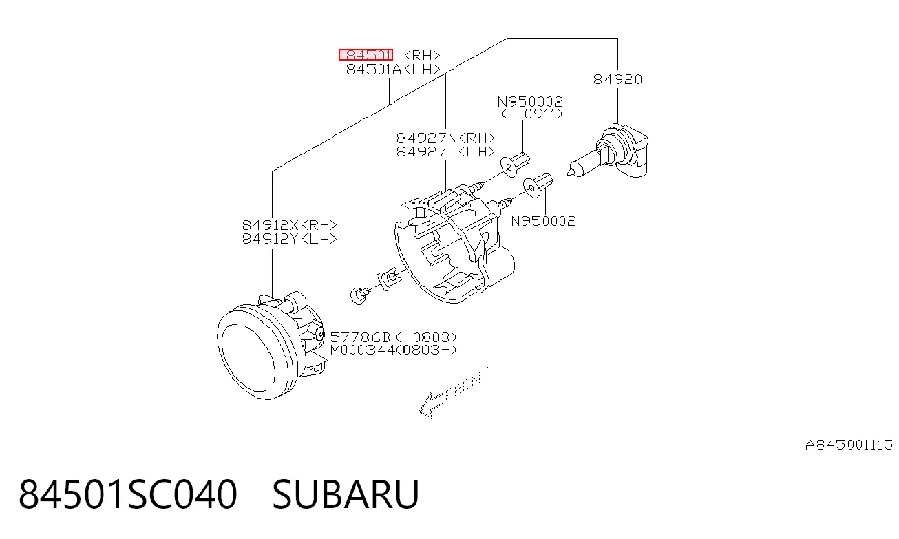 84501SC040 Subaru Lampa przeciwmgielna prawa