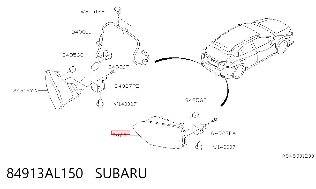 84913AL150 Subaru Lampa przeciwmgielna prawa