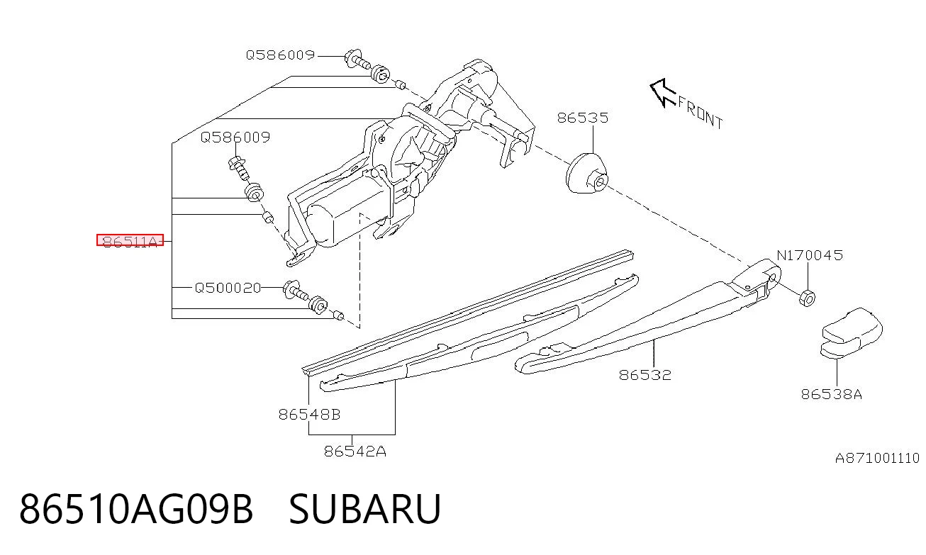 Silniczek wycieraczki tylnej szyby do Subaru Tribeca B9 