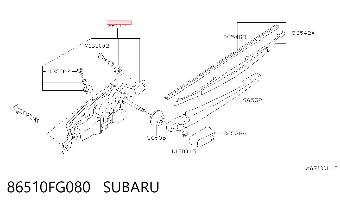 Silniczek wycieraczki tylnej szyby do Subaru Impreza III GH