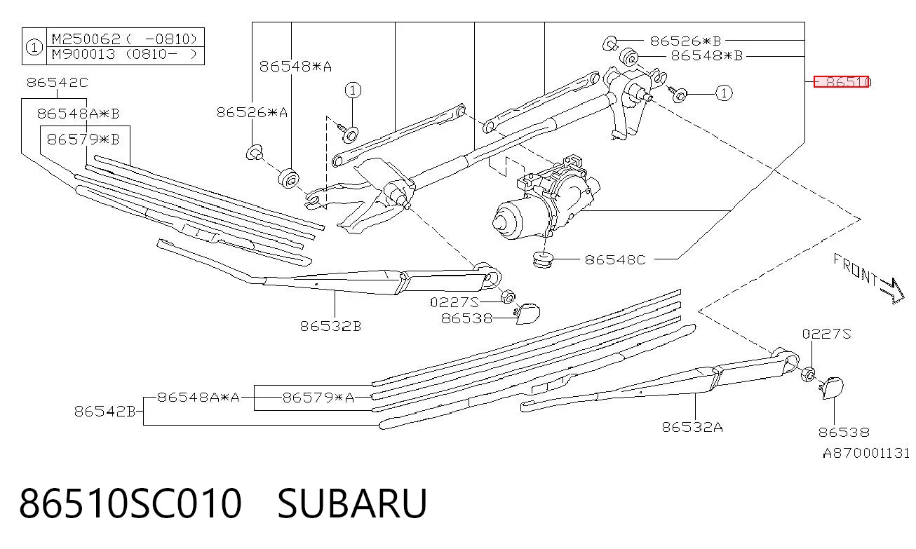Mechanizm wycieraczek do Subaru Forester III S12, SH
