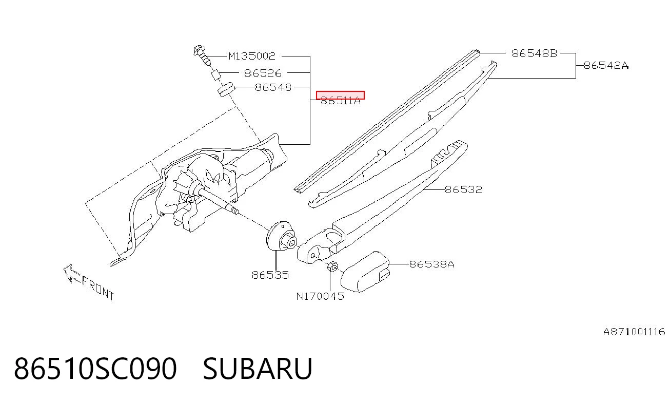 Silniczek wycieraczki tylnej szyby do Subaru Forester III S12, SH