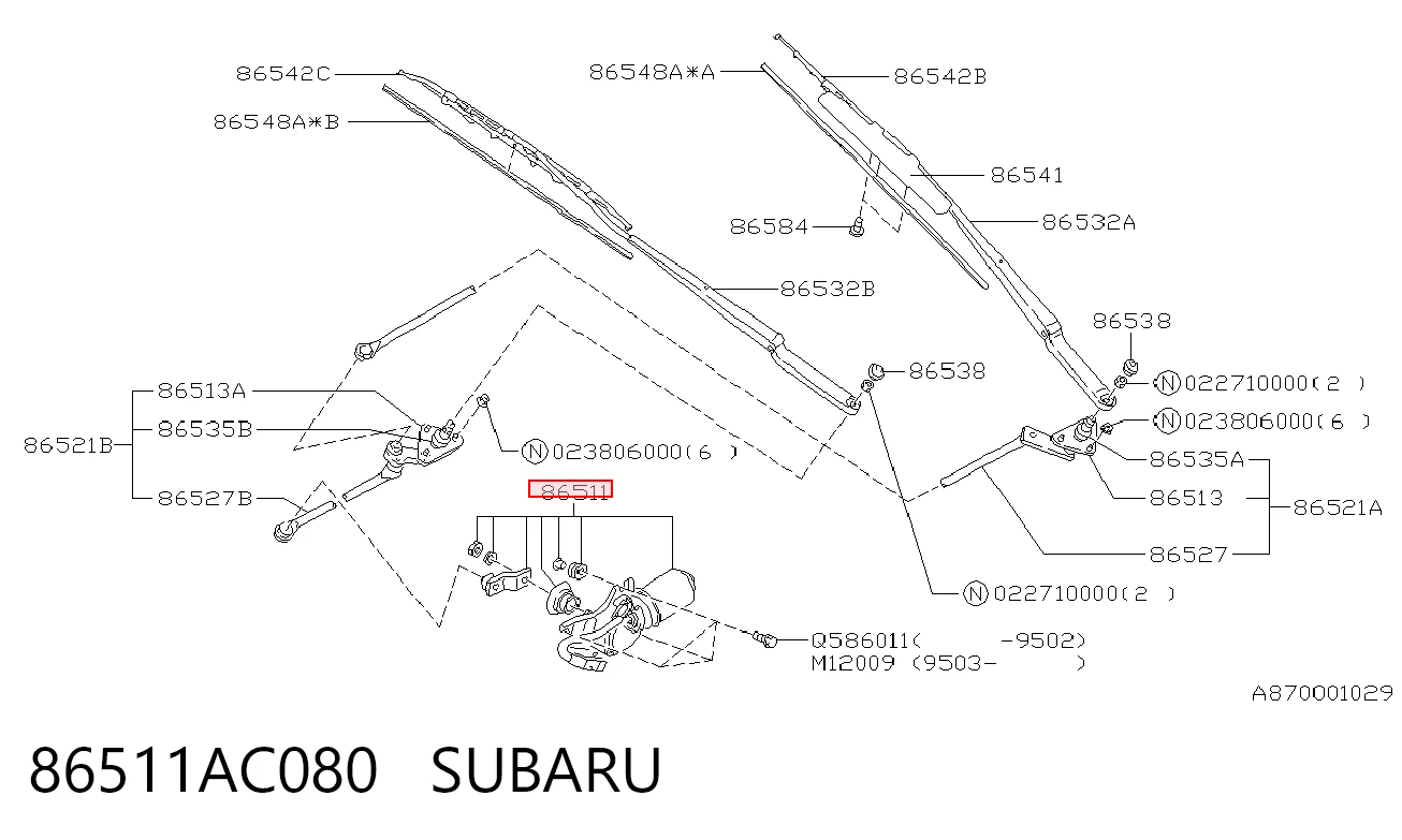 Silniczek wycieraczki szyby przedniej do Subaru Legacy II BD, BG