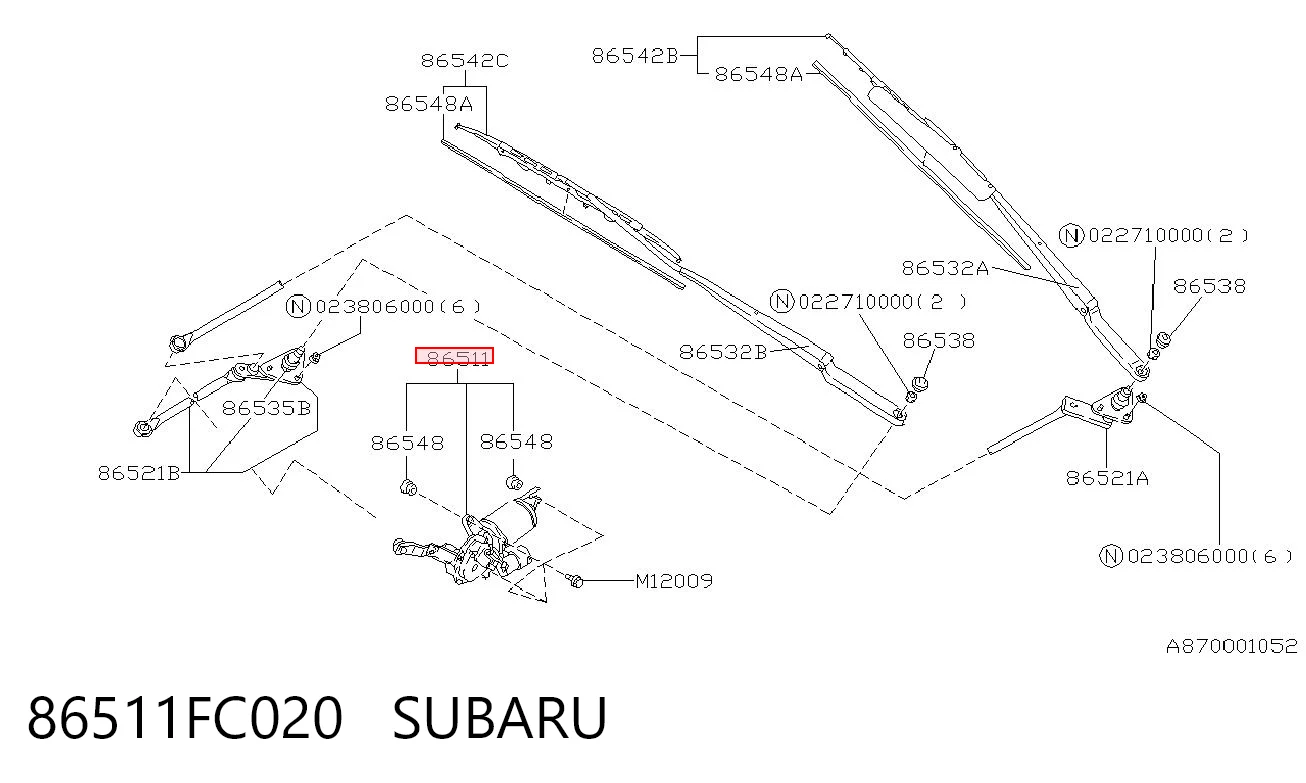 Silniczek wycieraczki szyby przedniej do Subaru Forester I S10, SF