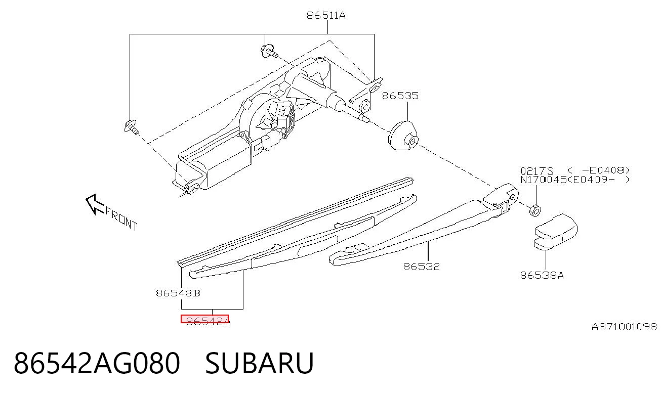 86542AG080 Subaru Pióro wycieraczki szyby tylnej