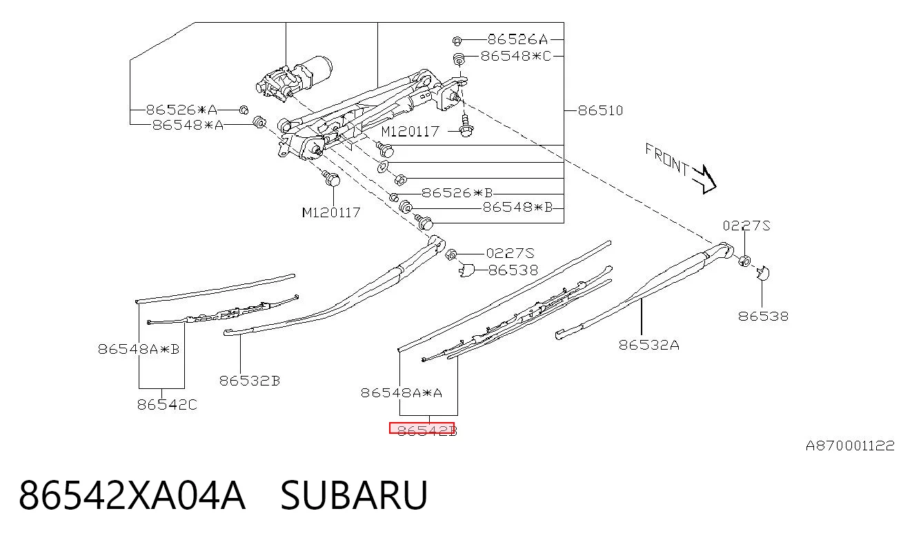 86542XA04A Subaru Pióro wycieraczki szyby przedniej kierowcy