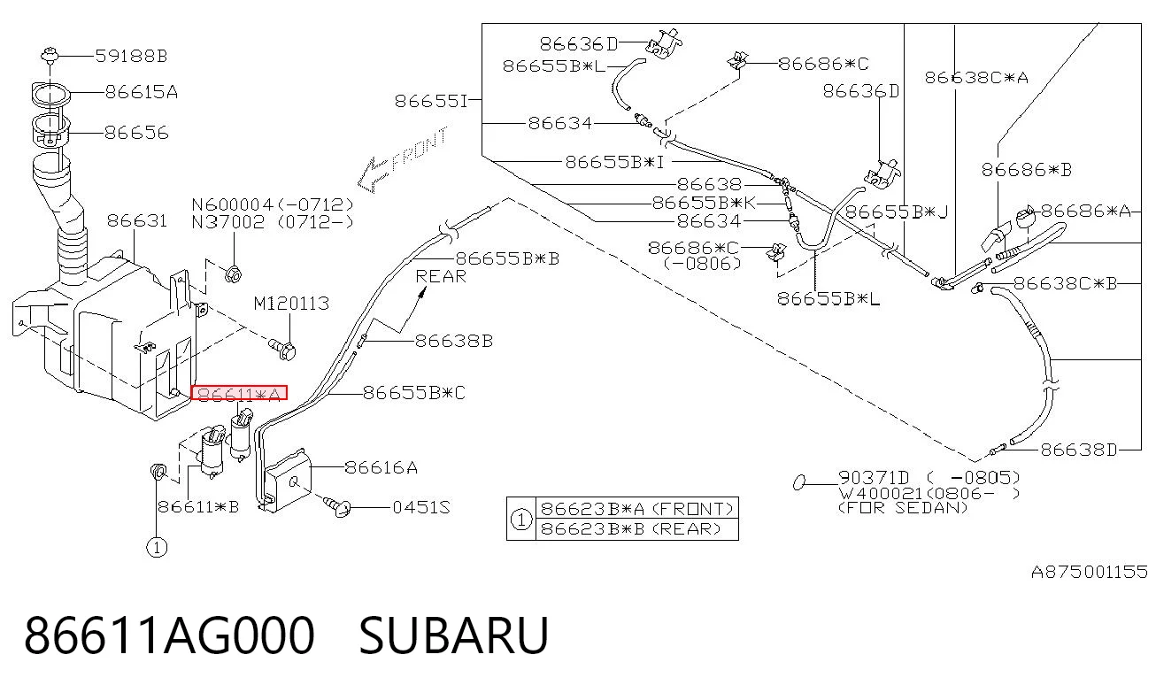 86611AG000 Subaru Pompka spryskiwacza szyby tylnej