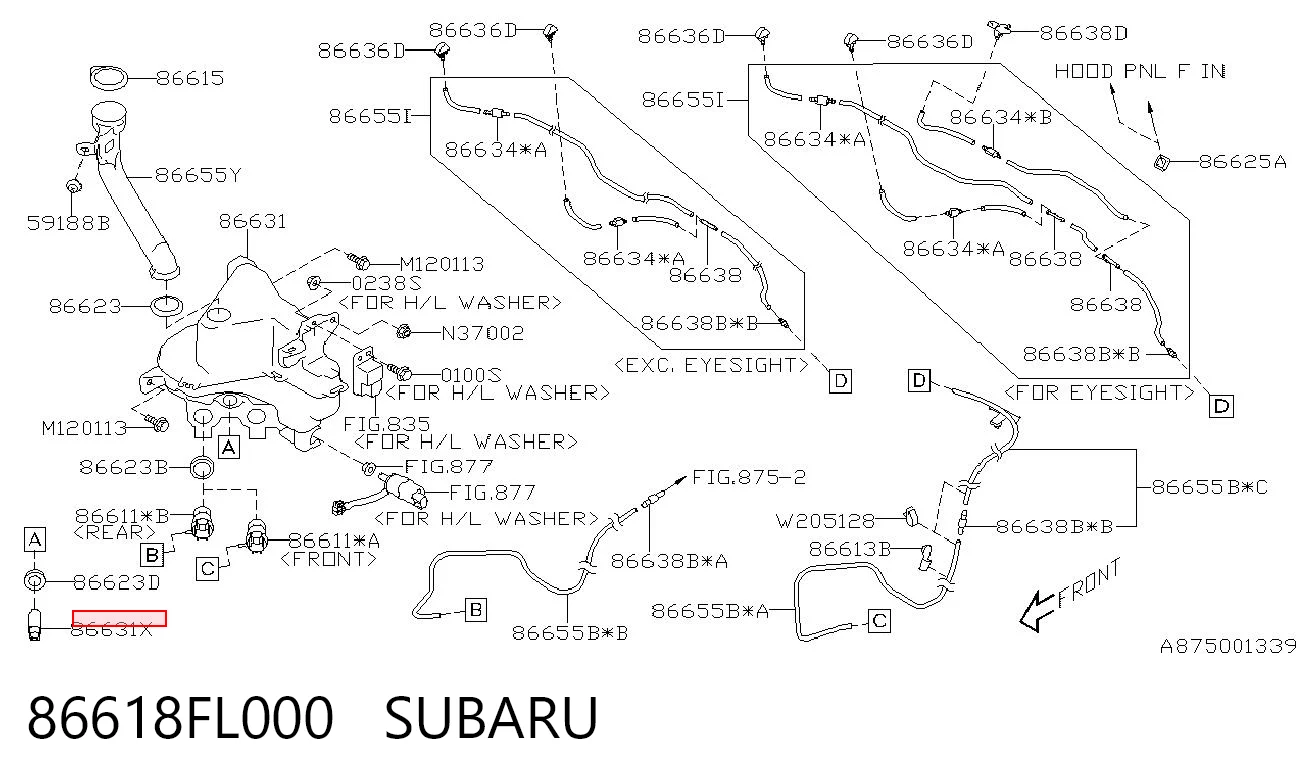 86618FL000 Subaru Czujnik poziomu płynu spryskiwacza szyby