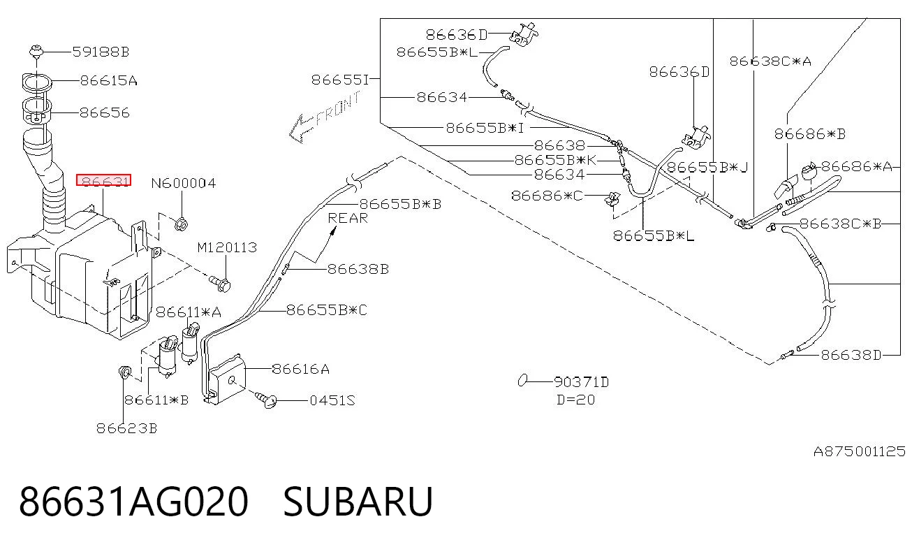Zbiorniczek spryskiwacza szyb do Subaru Outback B13, BP