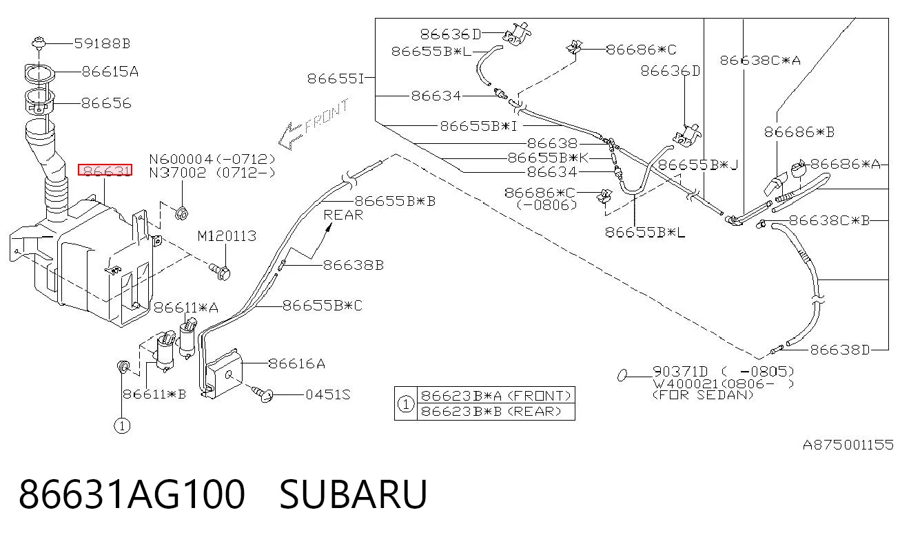 86631AG100 Subaru Zbiorniczek spryskiwacza szyb