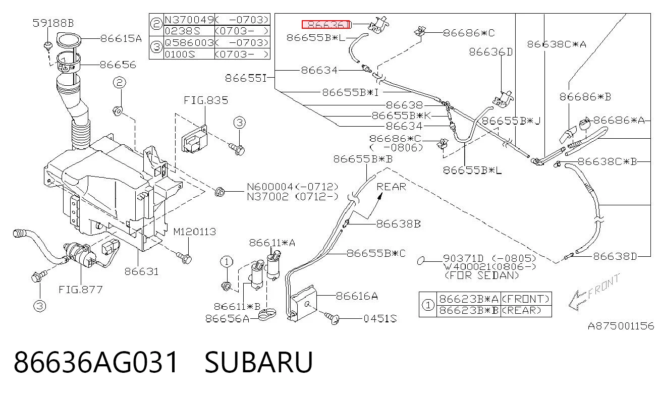 Dysza spryskiwacza szyby przedniej do Subaru Legacy IV B13