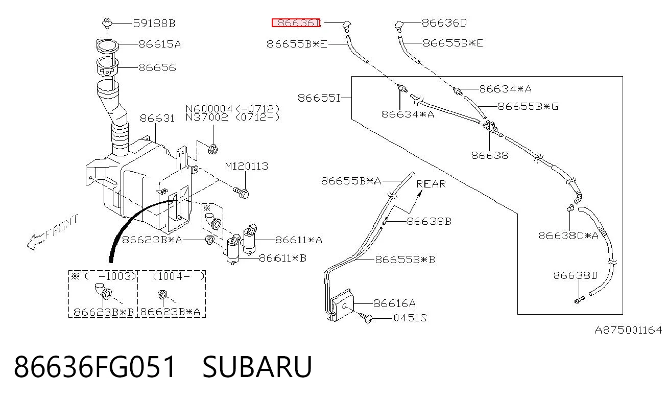 Dysza spryskiwacza szyby przedniej do Subaru Impreza III GH