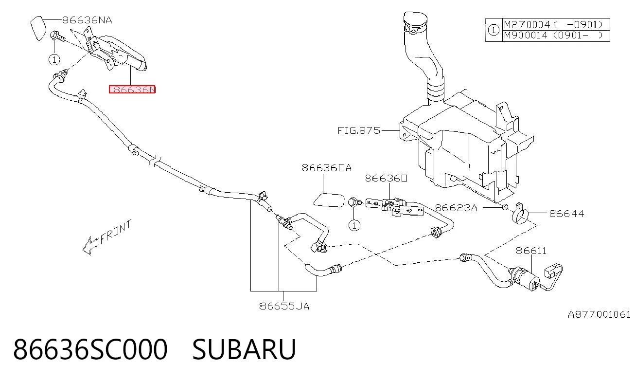 86636SC000 Subaru Dysza spryskiwacza reflektora przedniego prawego