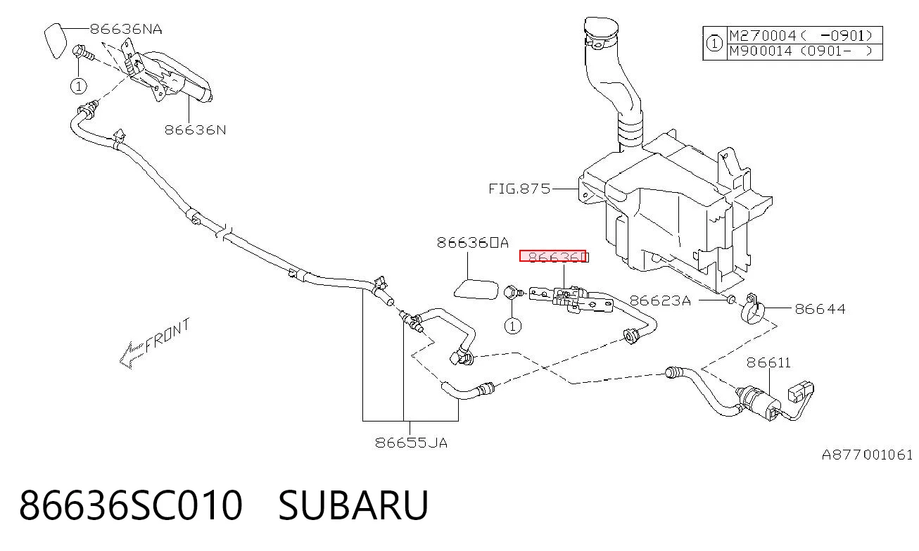 86636SC010 Subaru Dysza spryskiwacza reflektora przedniego lewego