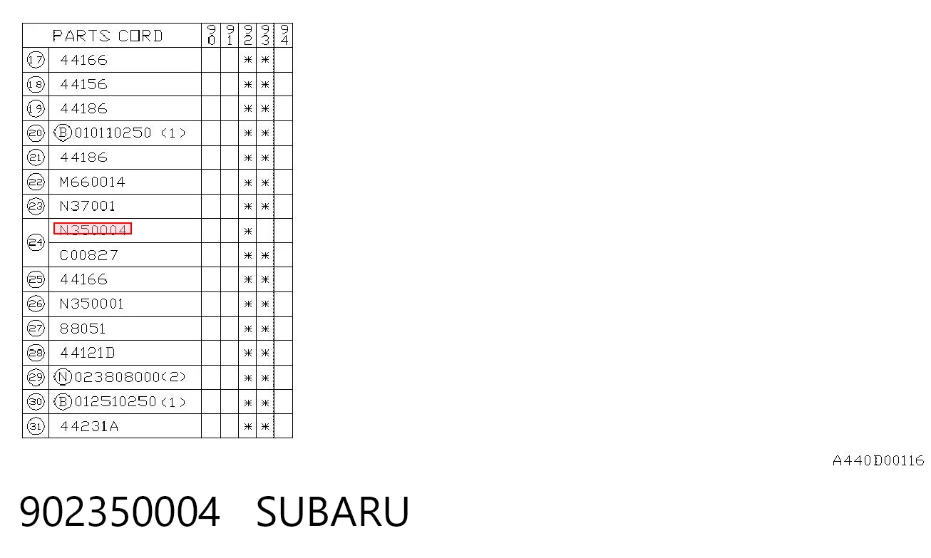 902350004 Subaru