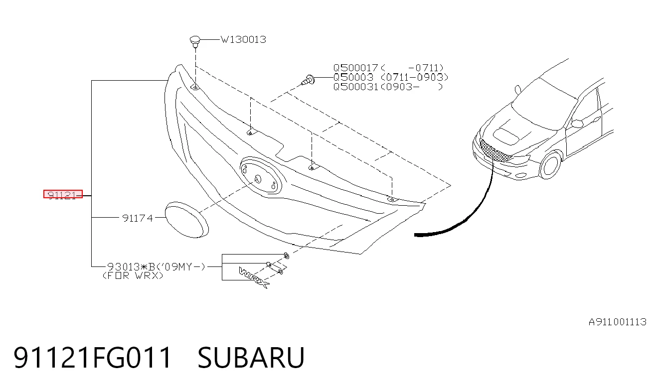 91121FG011 Subaru Atrapa chłodnicy