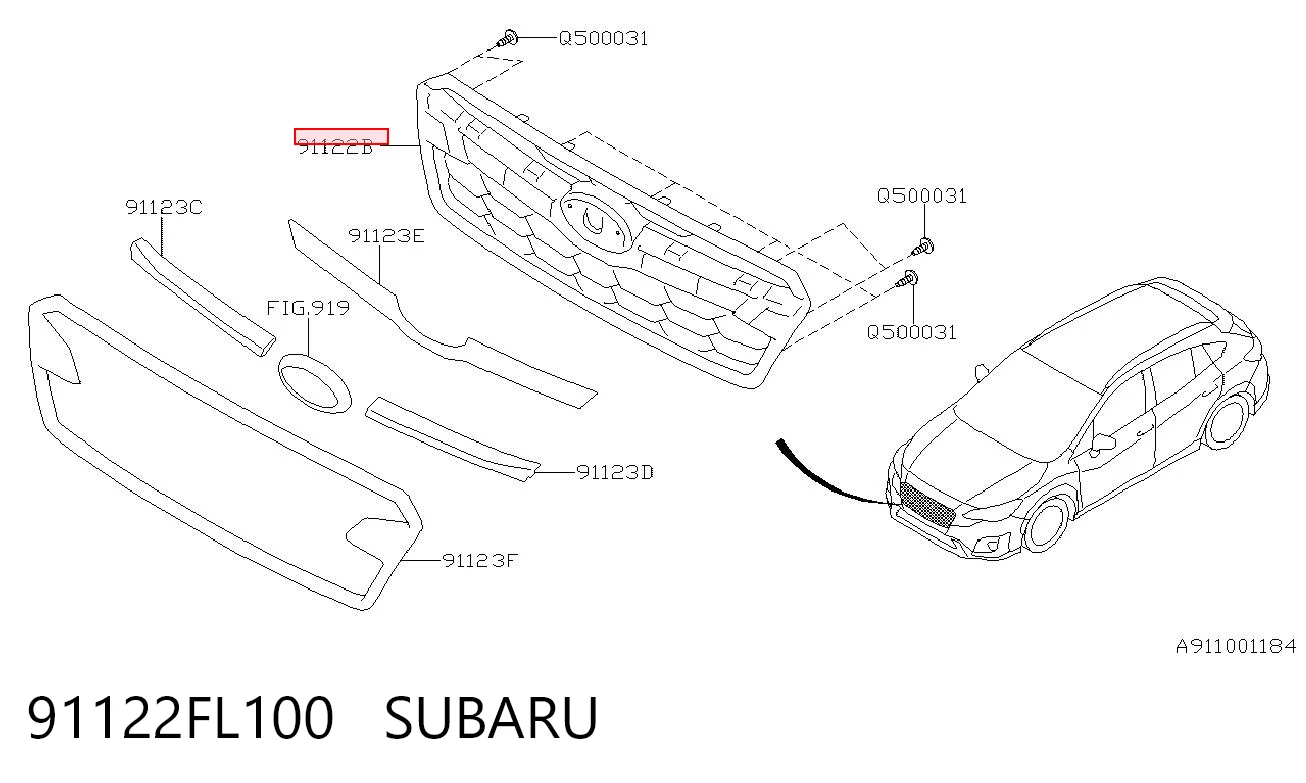 91122FL100 Subaru Atrapa chłodnicy
