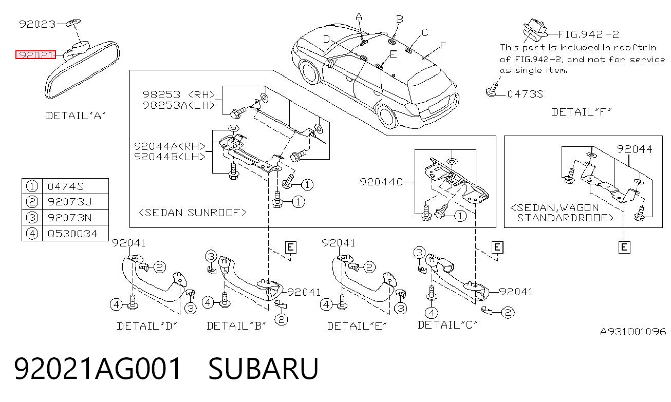 Lusterko wewnętrzne do Subaru Outback III B13, BP