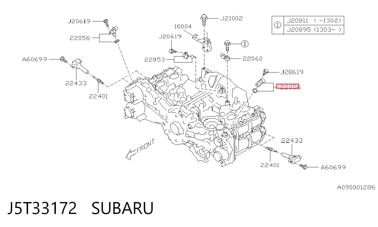 J5T33172 Subaru Czujnik położenia wałka rozrządu