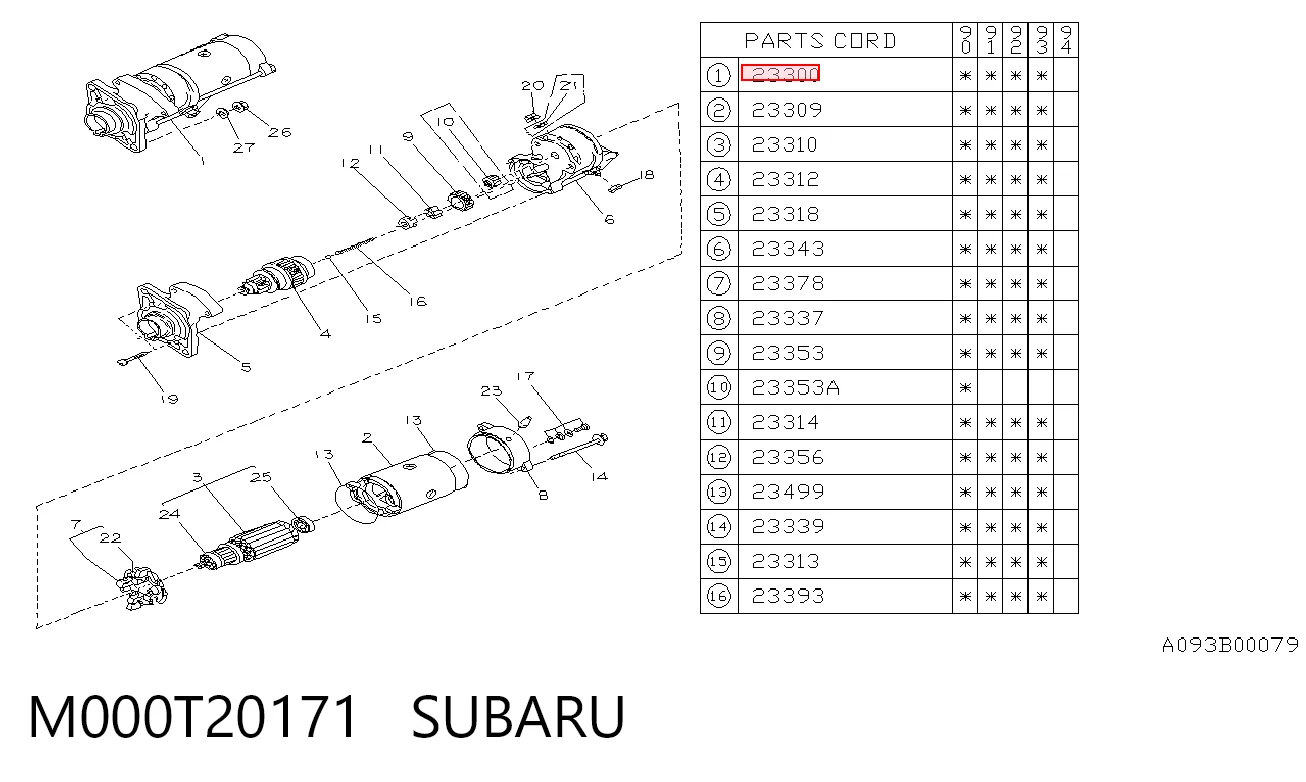 M000T20171 Subaru Rozrusznik
