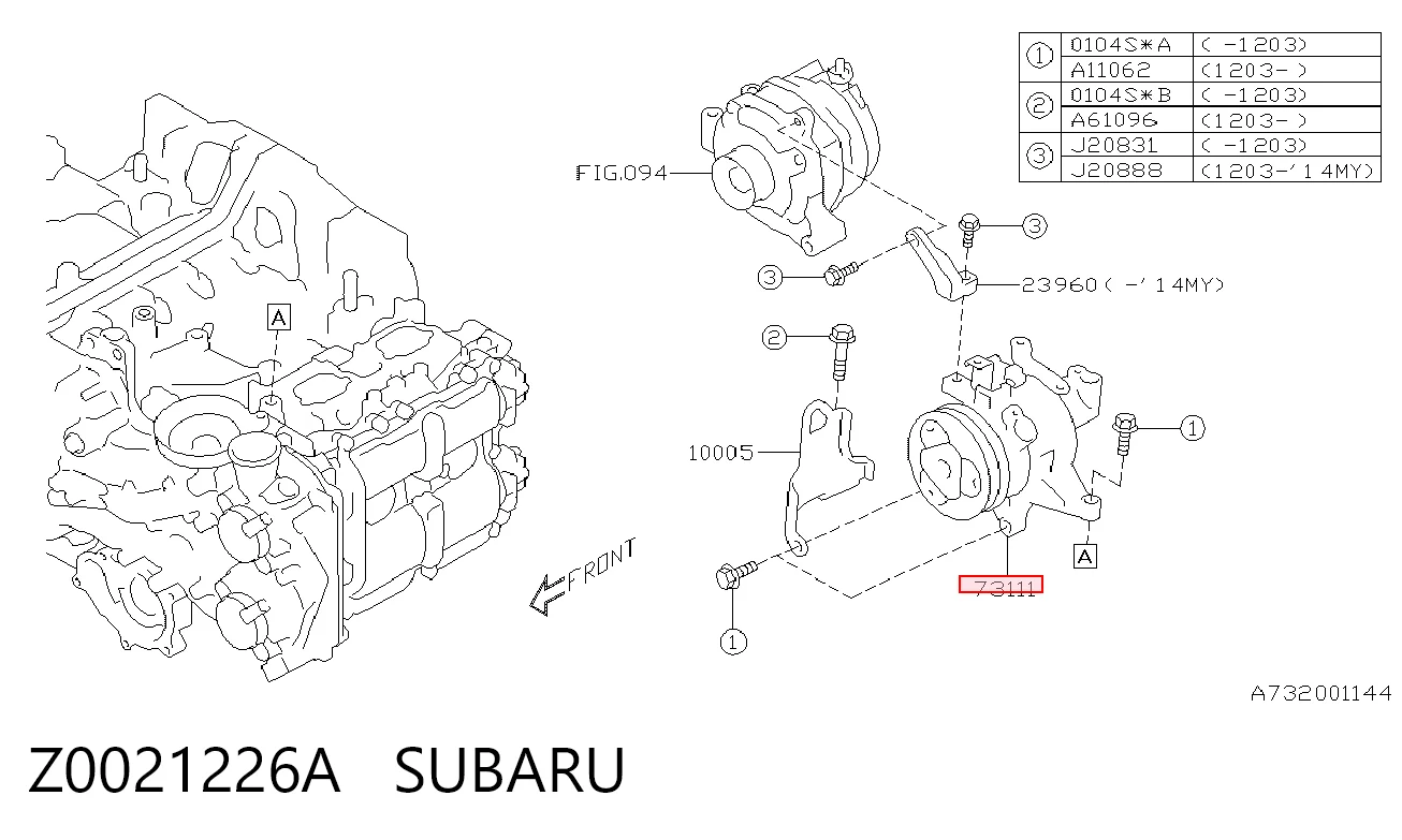 Z0021226A Subaru Sprężarka klimatyzacji