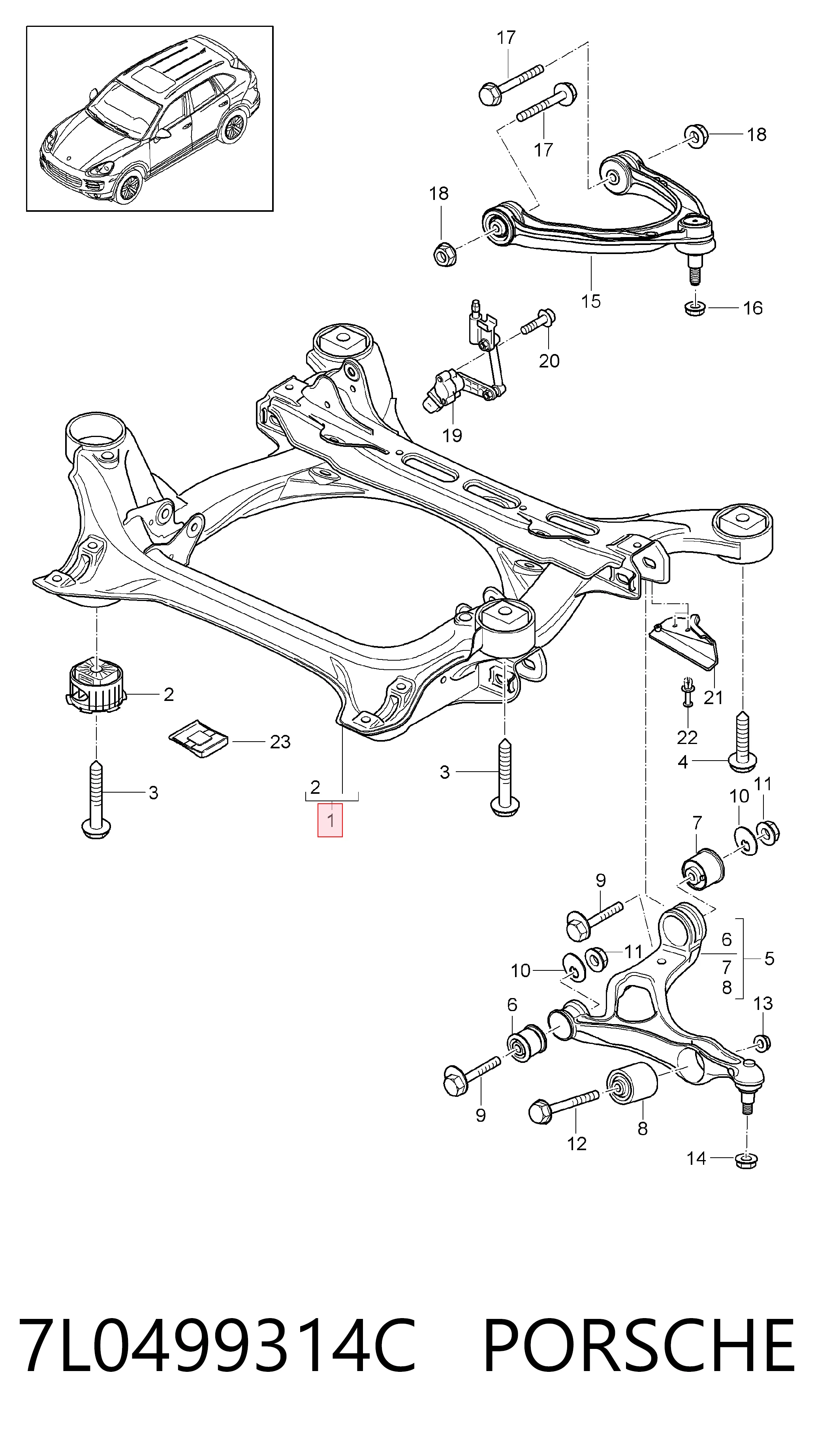Korpus osi przedniej Volkswagen Touareg II SUV (7P5, 7P6) (2010 - 2017) cena, od 310,82 USD