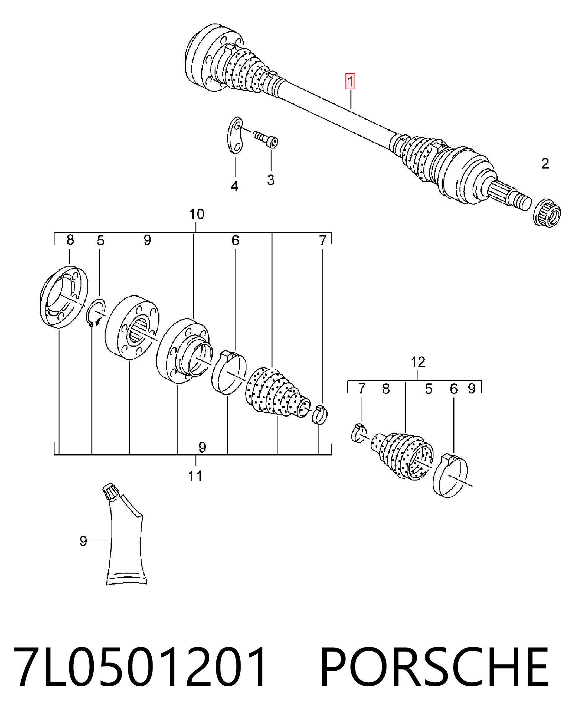 Półoś tylna do Volkswagen Touareg I 7LA, 7L6, 7L7