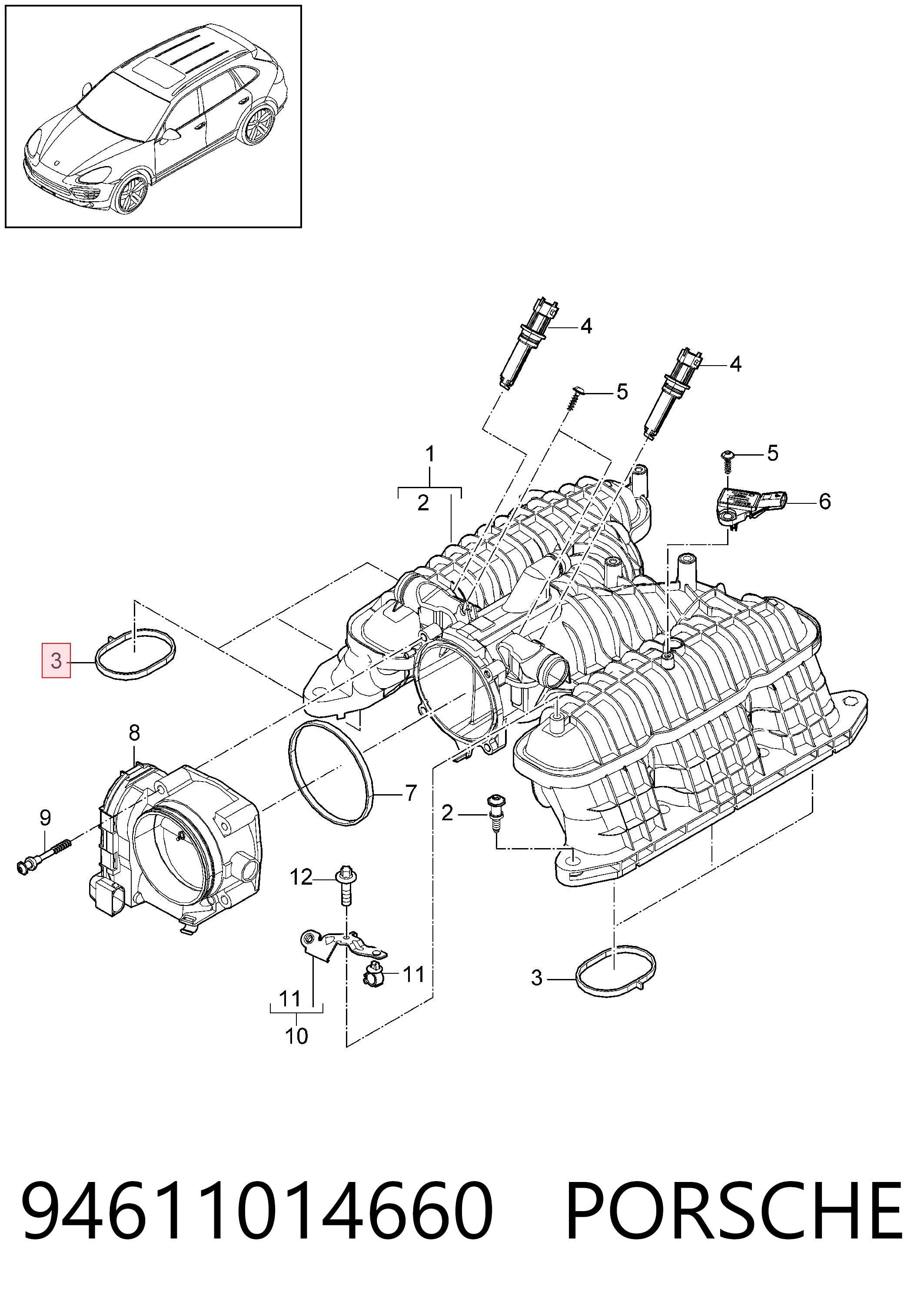 94611014660 Porsche Uszczelka kolektora ssącego