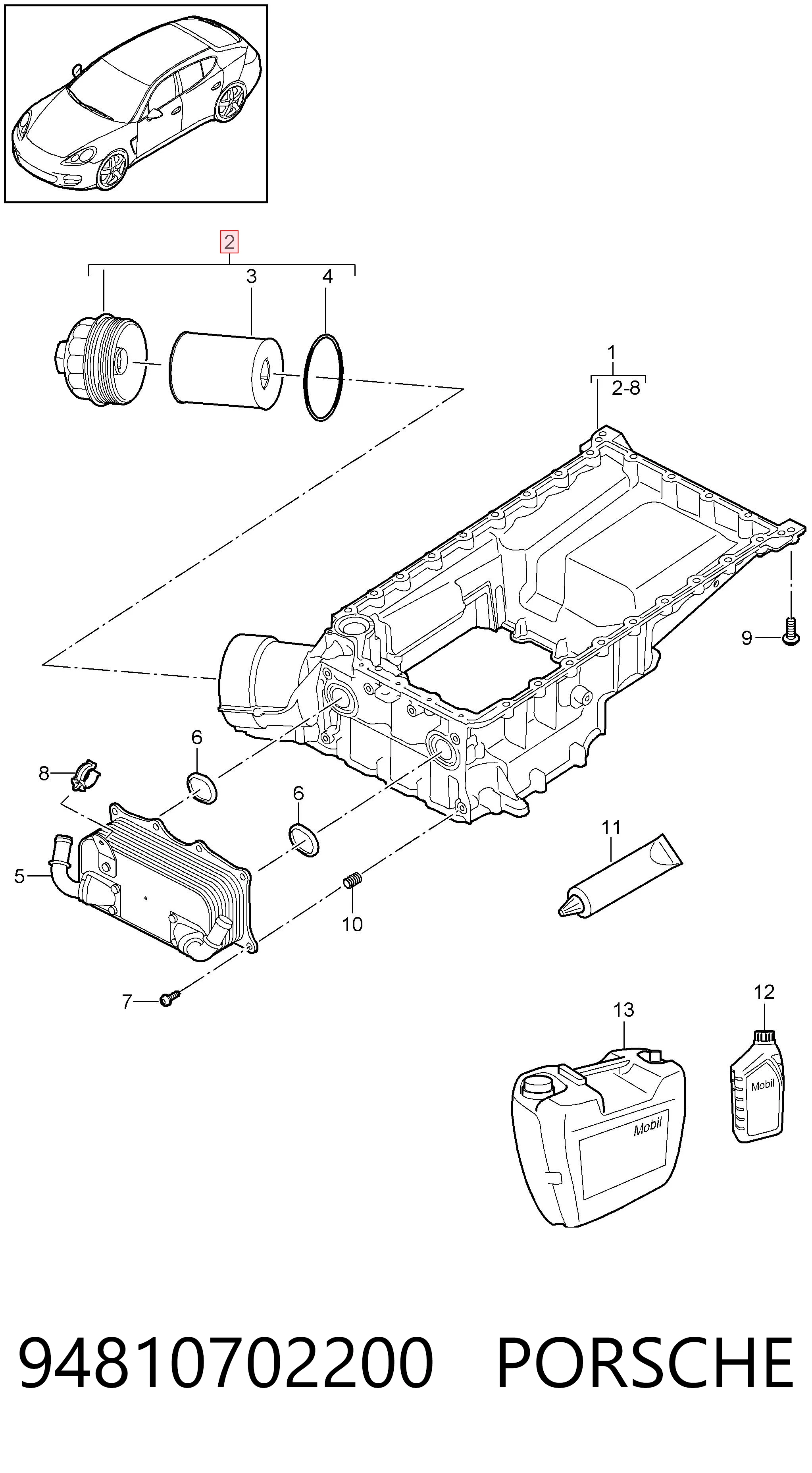 94810702200 Porsche Filtr oleju