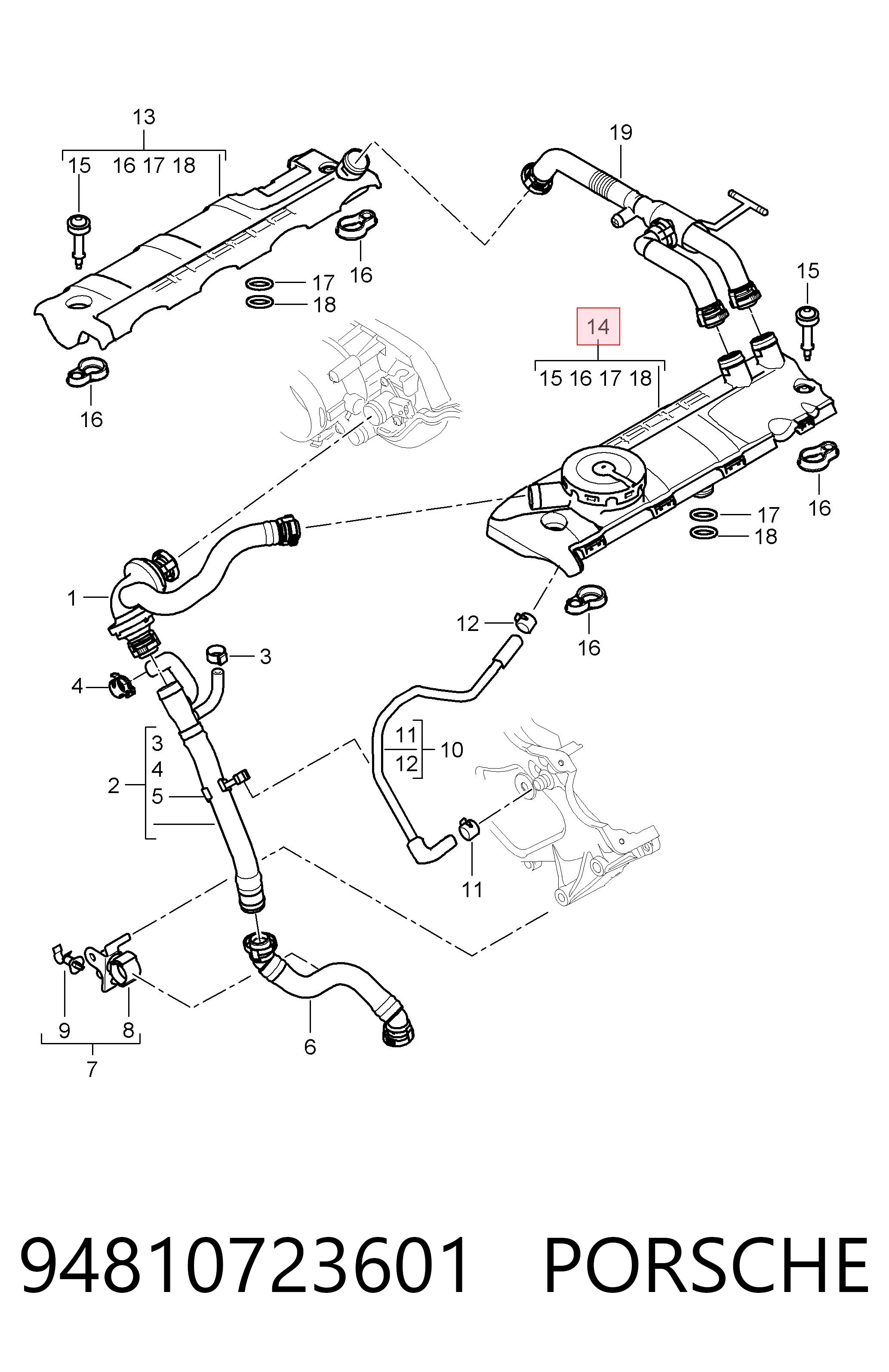 94810723601 Porsche Zawór PCV odpowietrzający silnik