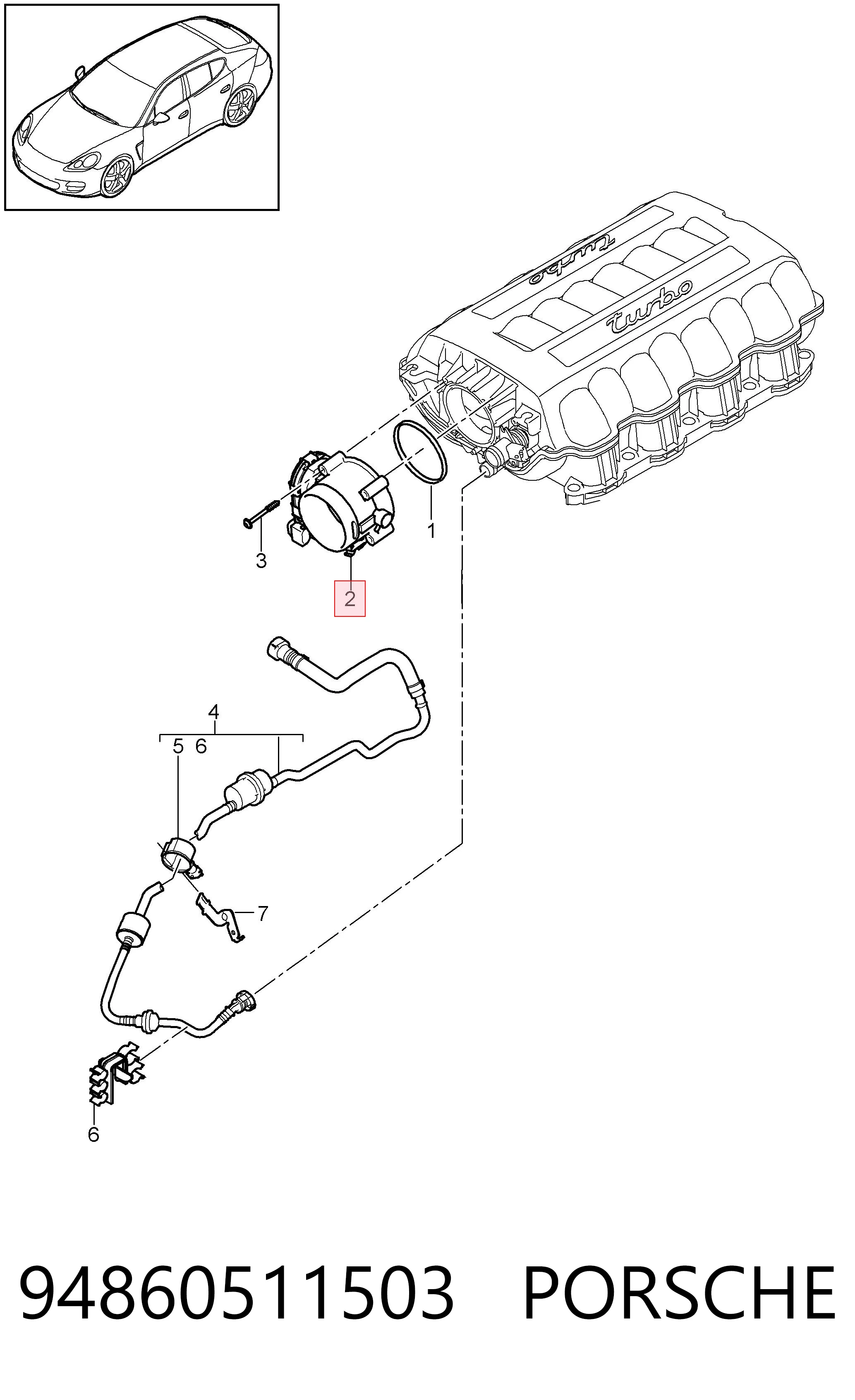 94860511503 Porsche Przepustnica, komplet