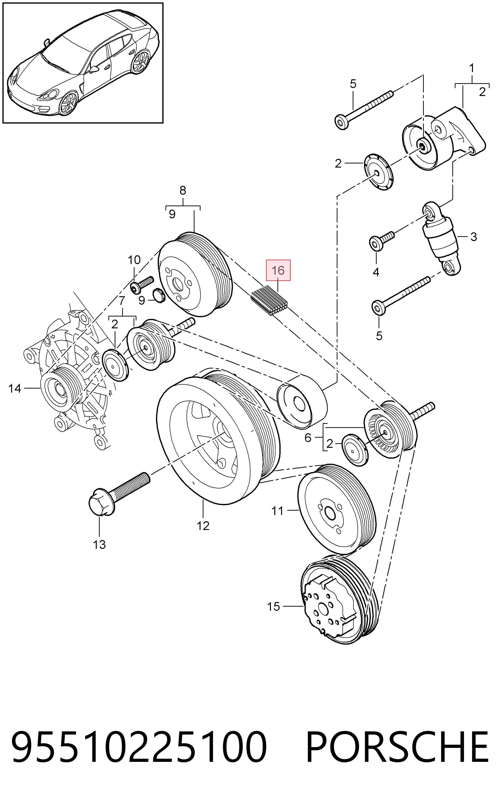 Pas napędowy mechanizmów Porsche Cayenne 