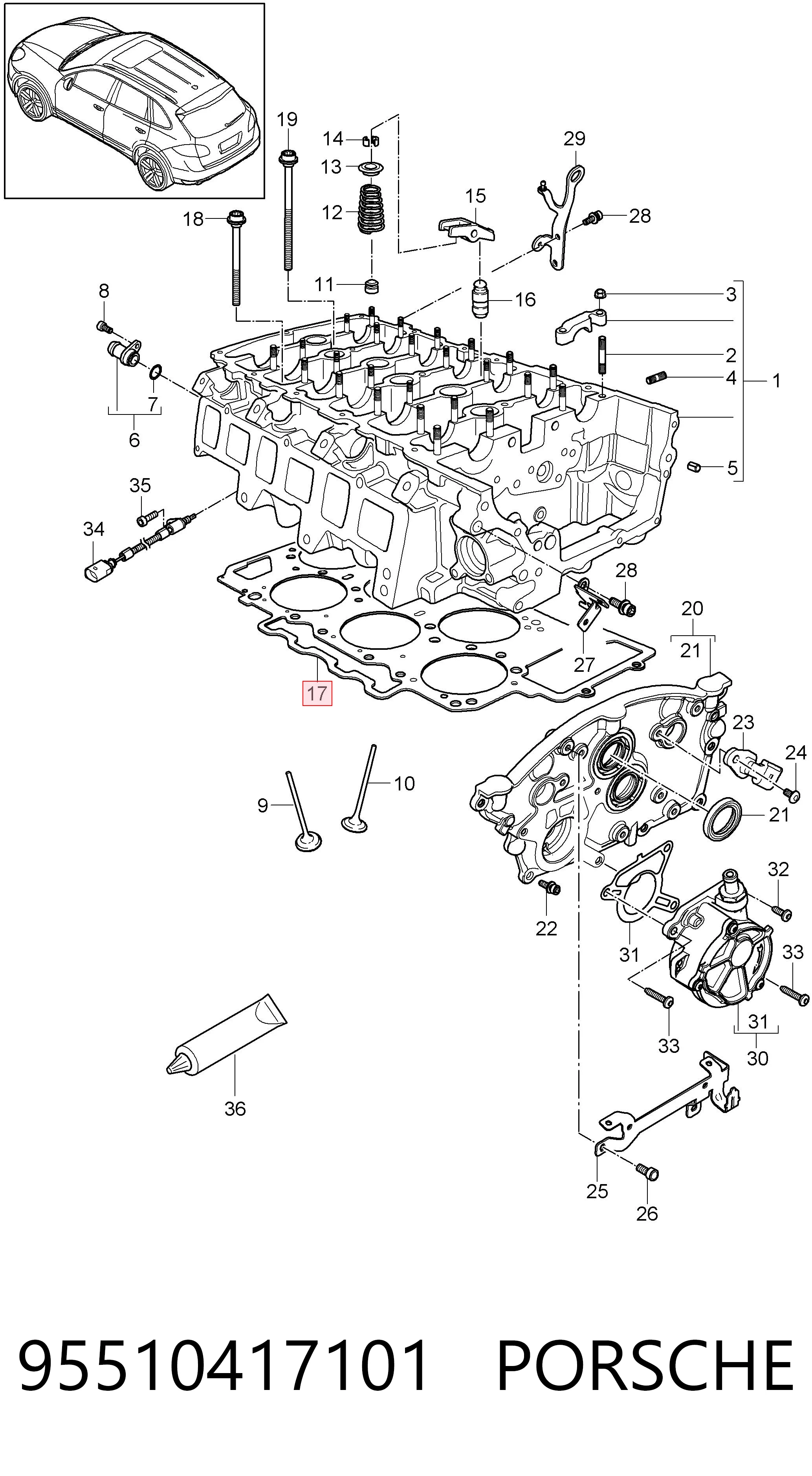 Uszczelka głowicy cylindrów Volkswagen Touareg II SUV (7P5, 7P6) (2010 - 2017) cena, od 94,62 USD