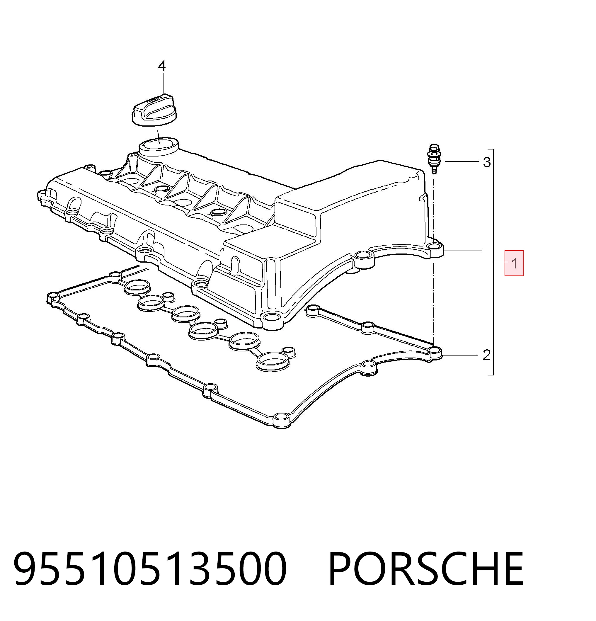 95510513500 Porsche Pokrywa zaworowa