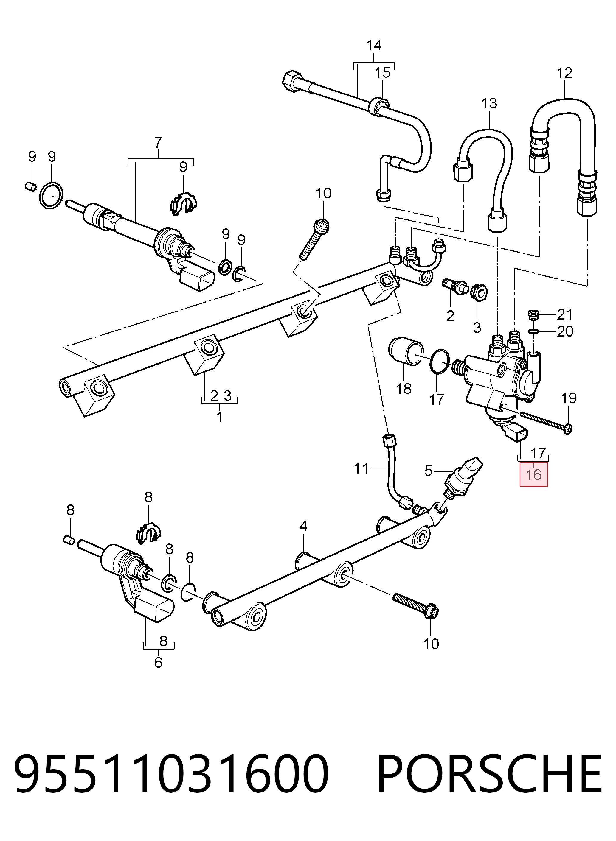 95511031600 Porsche Pompa wtryskowa wysokiego ciśnienia