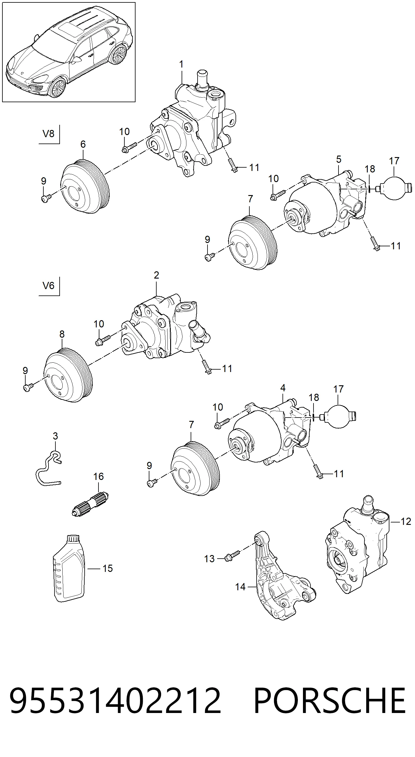 Pompa wspomagania hydraulicznego kierownicy Porsche 95531402212 cena, od 3260,67 USD