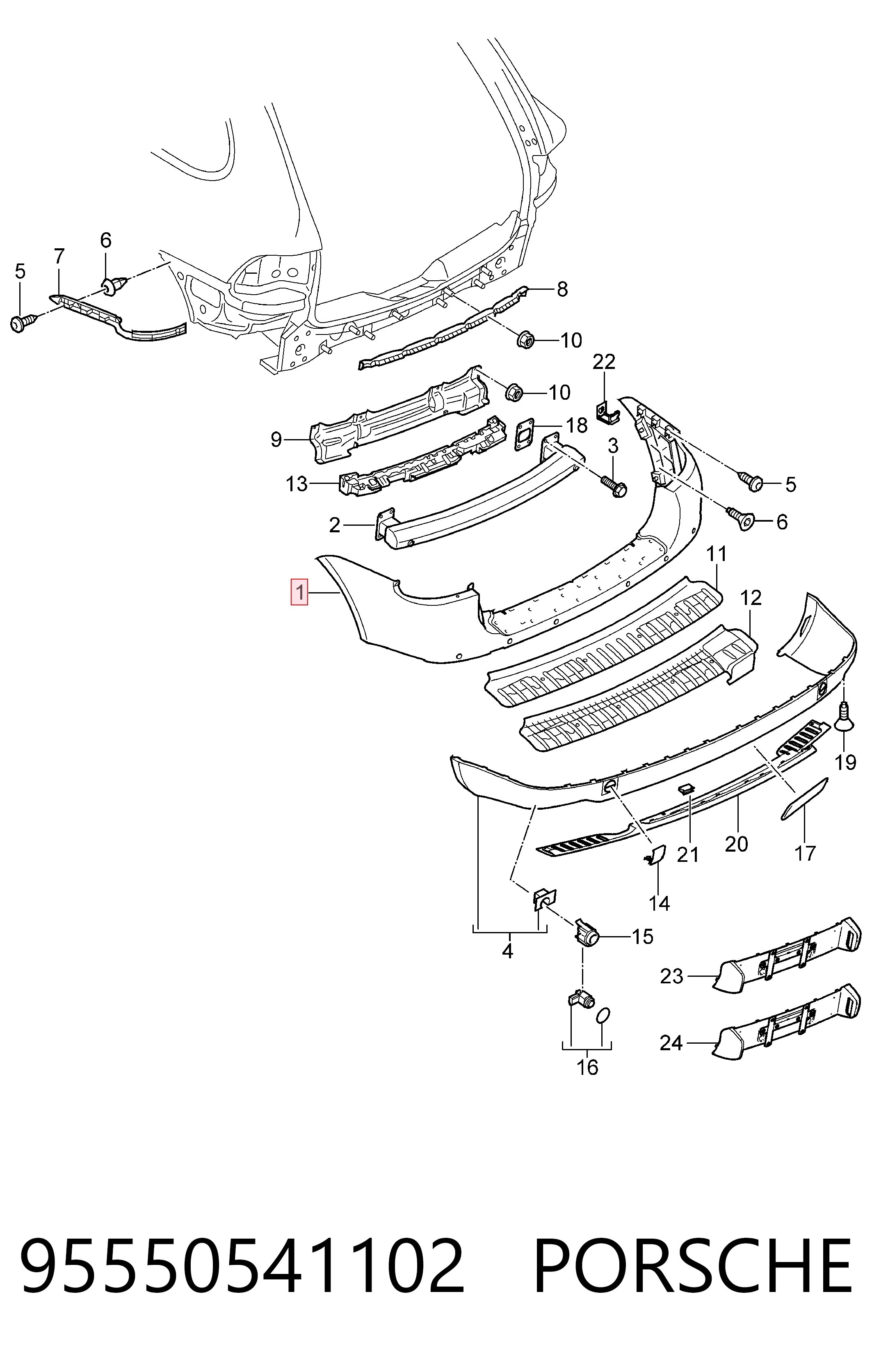 95550541102 Porsche Zderzak tylny