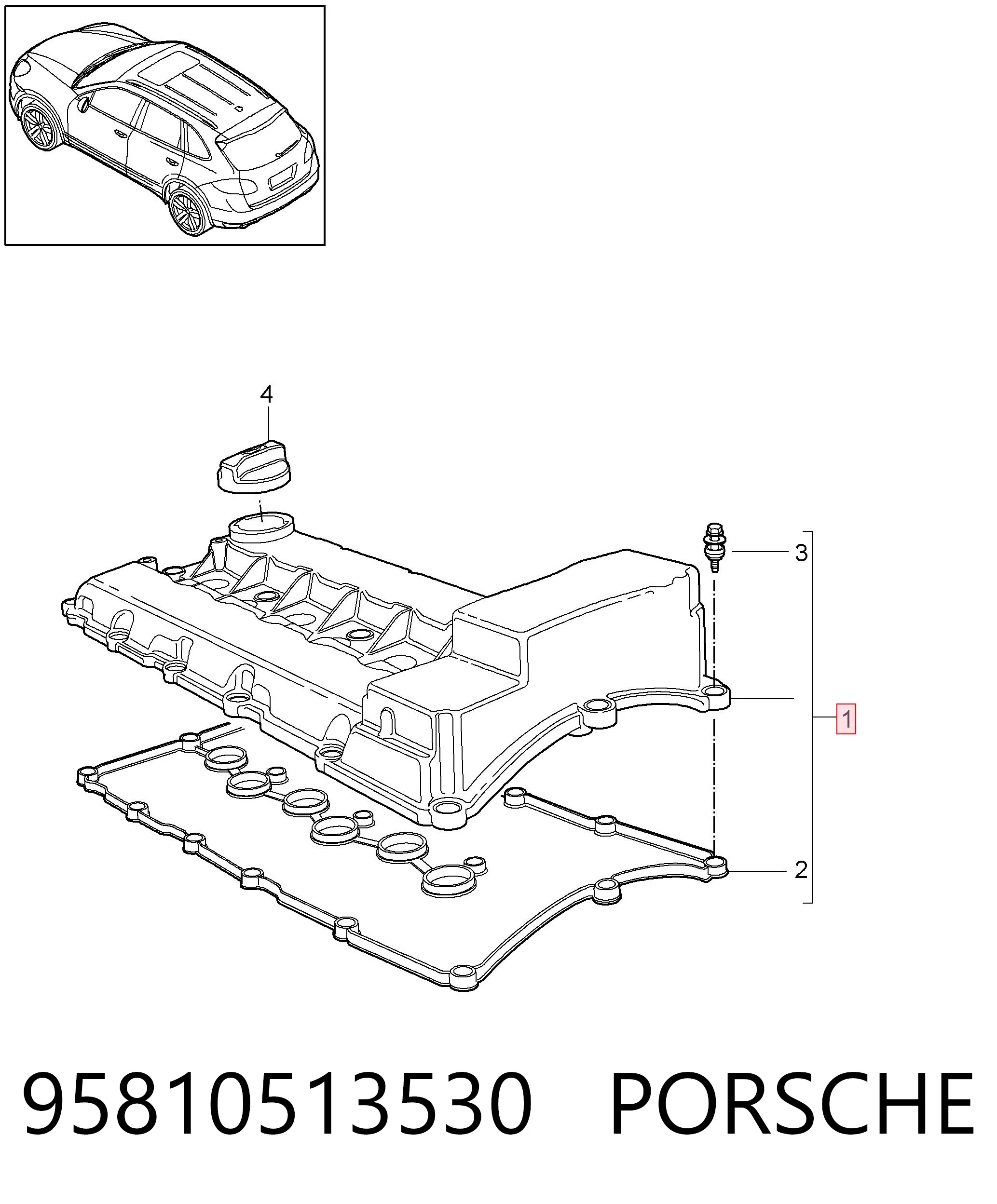 95810513530 Porsche Pokrywa zaworowa