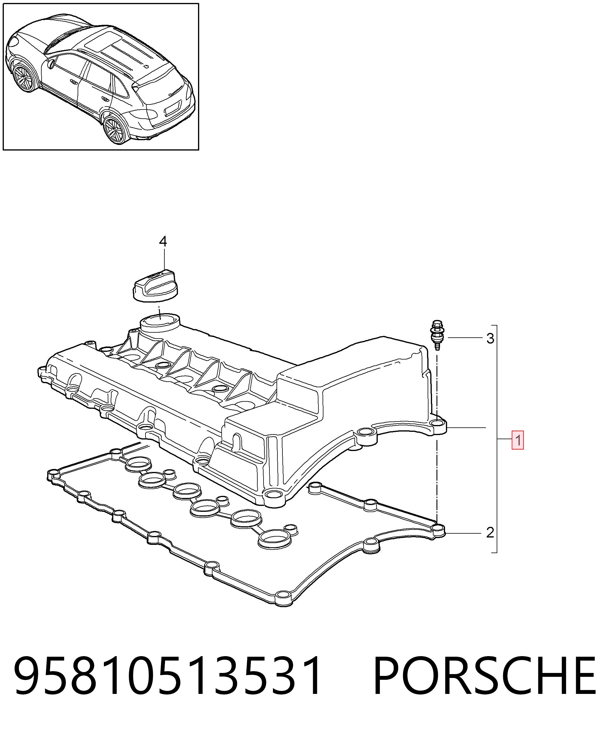Do koszyka 95810513531 VAG Pokrywa zaworowa