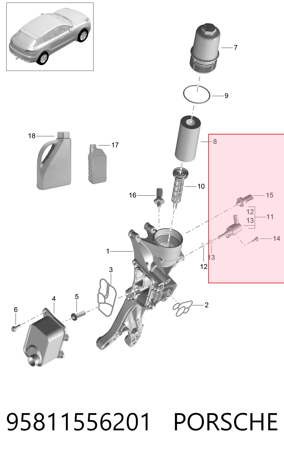95811556201 Porsche Filtr oleju