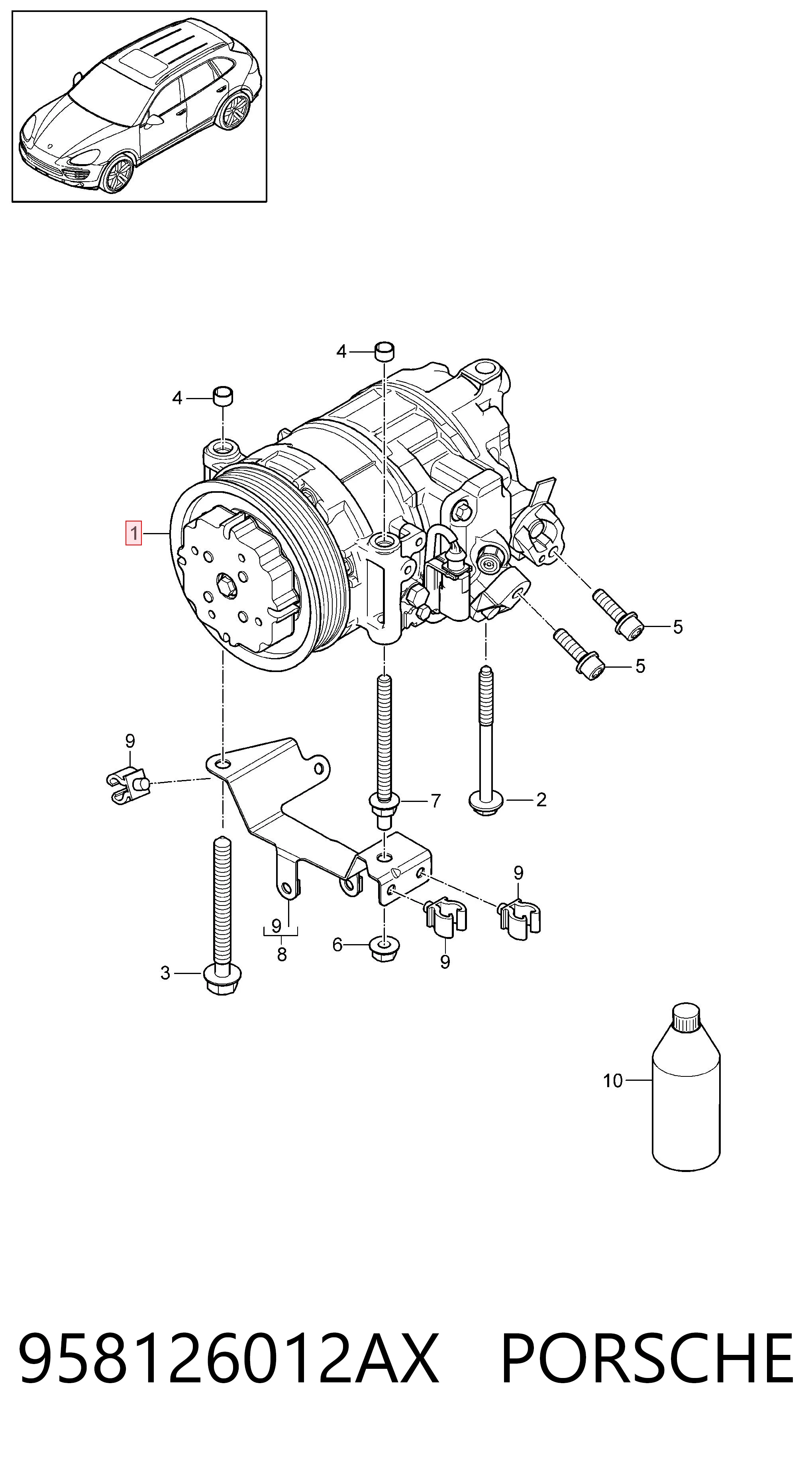 958126012AX Porsche Sprężarka klimatyzacji
